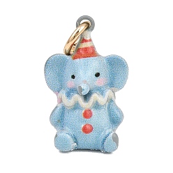 Elephant Brass Enamel Pendants, Animal Shape Charms, Golden, Elephant Charms, 19x12x10.5mm, Hole: 4mm