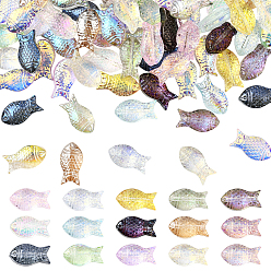 (52) Непрозрачная лаванда 90 шт. 15 цвета прозрачные гальванические стеклянные шарики, рыба, с покрытием AB цвета, разноцветные, 15x8.1x5 мм, отверстие : 0.9 мм, 6 шт / цвет