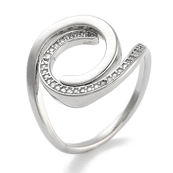 Платина Открытые манжеты из латуни с микро-паве и кубическим цирконием для женщин, долговечный, без свинца и без кадмия, платина, внутренний диаметр: 17 мм