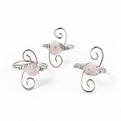 Розовый Кварц Крошка из натурального розового кварца с вихревым кольцом на пальце, ювелирные изделия из платиновой латуни для женщин, внутренний диаметр: 18 мм