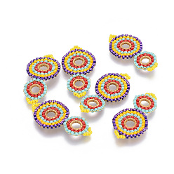 Разноцветный Японский бисер miyuki & toho ручной работы ссылки, Ткацкий станок, перегонный куб, красочный, 32~33x17x1.5~2 мм, отверстие : 2 мм