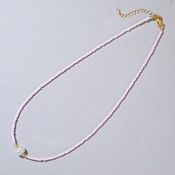 Pink Ожерелья из искусственного жемчуга и стеклянных бусин для женщин, элегантные украшения для ключицы, розовые