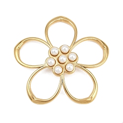 Золотой Полые 304 подвески из нержавеющей стали и пластика с жемчугом, цветочный шарм, золотые, 35.5x36.5x5 мм, отверстие : 12x10.5 мм