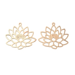 Light Gold Долговечные латунные подвески, без кадмия, без никеля и без свинца, полый, лотоса прелести, золотой свет, 22.5x25x0.3 мм, отверстие : 1 мм