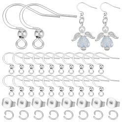 Нержавеющая Сталь Цвет 150шт 304 французские серьги из нержавеющей стали, плоские крючки для серег, провод уха, с горизонтальной петлей, с 150шт. гайками-ушками и соединительными кольцами, цвет нержавеющей стали, 15~17x18 мм, отверстие : 2 мм, 21 датчик, штифты : 0.7 мм