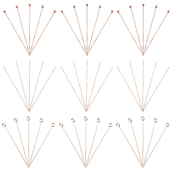 Розовое Золото 300 шт. 3 комплекты латунных штифтов с плоской головкой и штифтов с шаровой головкой, розовое золото , 40 мм, 100 шт / стиль