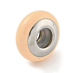 Нержавеющая Сталь Цвет 304 эмаль нержавеющей стали европейские шарики, с резиной внутри, бусины с большим отверстием, рондель, цвет нержавеющей стали, 11.5x5 мм, отверстие : 4.5 мм