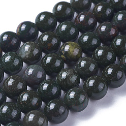 Гелиотроп Натуральные индийские бусы из кровавого камня, бусины из гелиотропа, круглые, 6 мм, отверстие : 1 мм, около 63 шт / нитка, 15.5 дюйм (395 мм)