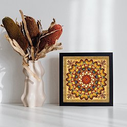 Gold Diy 5d diamant malerei mandala blume voll bohrer kits, einschließlich Leinwand-Maltuch, Harz Strasssteine, Diamant klebriger Stift, Tablettplatte, Leim Ton, Gold, 300x300x0.3 mm, Strass: ca. 3 mm im Durchmesser, 1 mm dick, 20 Taschen