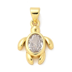 Настоящее золото 18K Латунные микро проложить кубического циркония подвески, Морская черепаха, стойки покрытие, долговечный, без свинца и без кадмия, реальный 18 k позолоченный, 17.5x13.5x3.5 мм, отверстие : 4x3.5 мм