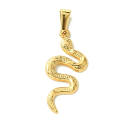 Золотой Вакуумное покрытие pvd 304 подвески из нержавеющей стали, змеиные чары, золотые, 31x15x2 мм, отверстие : 7x3.5 мм