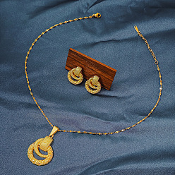 Ring Комплект из ожерелья с подвеской из сплава и сережек-гвоздиков для женщин, золотые, кольцо, 405 мм и 35x22 мм