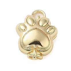 Real 18K Gold Plated Brass Magnetic Clasps with Jump Ring, Cadmium Free & Nickel Free & Lead Free, Paw Print, Real 18K Gold Plated, 12.5x9.5x6mm