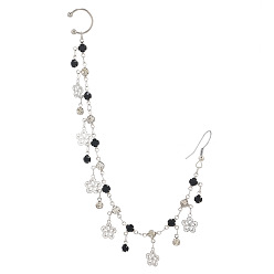 Кристалл Кольца для носа с клипсами из сплава горного хрусталя и цепочкой с цветочными кисточками для подвешивания серег, украшения для пирсинга носа для женщин, платина, кристалл, 190 мм