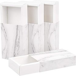 Белый Ящики для бумаги с мраморным рисунком, подарочные коробки, для ювелирных изделий конфеты свадебные сувениры, прямоугольные, белые, коробка: 13.2x8.8x3.5 см, внутренний размер: 11.6x7.2x3.1 см