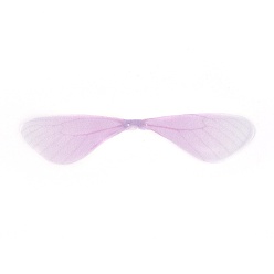 Lilas Bijoux de mode boucles d'oreilles bijoux accessoires, pendentifs en tulle de fibres, ailes de libellule, lilas, 18~19x85~90x0.1mm, Trou: 1mm