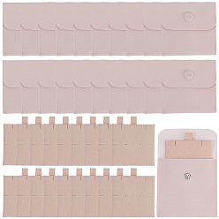 Pink 20шт. мешочки для украшений из микрофибры, с 20шт. карточек для демонстрации ювелирных изделий из микрофибры, для кольца колье серьги браслет ювелирные изделия, квадратный, розовые, 7.7x8.2x0.15~0.8 см