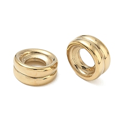 Real 14K Gold Plated 304 Stainless Steel Large Hole Beads, Grooved Column, Real 14K Gold Plated, 14x6.5mm, Hole: 6.4mm