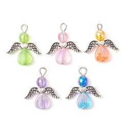 Античное Серебро Акрил с подвесками из сплава, ангел, античное серебро, 22.5x20x6 мм, отверстие : 2.5 мм