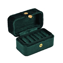Темно-Зеленый Прямоугольные мини-коробки для хранения колец из бархата с кнопками, дорожный портативный футляр для ювелирных изделий, для колец, Серьги, темно-зеленый, 8.4x5.15x5.3 см