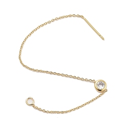 Настоящее золото 18K Покрытие стойки латунная проволока для ушей, с кубического циркония, без кадмия и без свинца, долговечный, реальный 18 k позолоченный, 113~115 мм, отверстие : 2 мм, штифты : 0.8 мм, кубического циркония: 7x4.5x2 мм