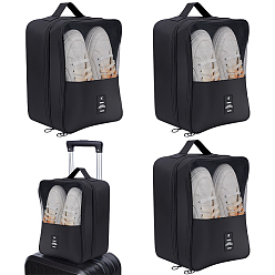 Черный 4шт. тканевые сумки для хранения обуви на молнии, Портативные дорожные пылезащитные сумки-органайзеры на молнии для одежды, прямоугольные, чёрные, 30x25x13 см