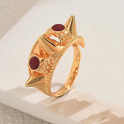 Красный Кольца для женщин с латунным паве из кубического циркония, золотые, красные, 11 мм, внутренний диаметр: 16мм~18мм