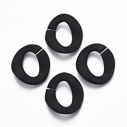 Black Spray Painted CCB Plastic Linking Rings, Quick Link Connectors, For Jewelry Curb Chains Making, Oval Twist, Black, 32x29.5x9mm, Inner Diameter: 12x20mm