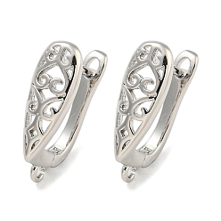 Платина Металлическая пластина из латуни, серьги-кольца, без кадмия и без свинца, долговечный, платина, 18x6 мм, отверстие : 1.2 мм, штифты : 11x1 мм