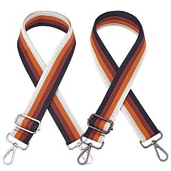 Металлический Чёрный & Платиновый 2шт 2цвета холщовые ручки для сумок, с поворотными застежками, для сменных аксессуаров цепочки для сумок, металлический черный & платиновый, 72x3.7 см, регулятор: 5.3x2.8x0.95 см, застежки: 6x4.6x0.8 см, 1 шт / цвет