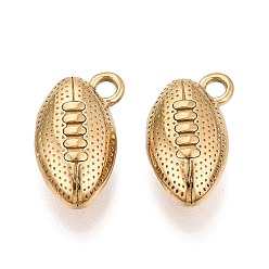 Золотой Спортивные 304 подвески из нержавеющей стали, регби прелести, золотые, 17x10.5x6.5 мм, отверстие : 2 мм