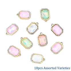 Rectangle 10Штуки сплава с УФ-покрытием и подвесками из разноцветных стеклянных стразов, прямоугольные, 21x14x6.5 мм, отверстие : 2 мм