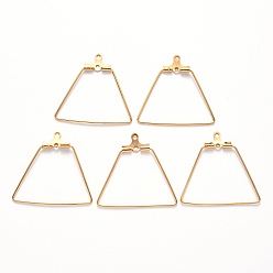 Золотой 304 подвески из нержавеющей стали, обручание серьги, трапециевидные, золотые, 24 датчик, 26~26.5x27~28x0.5 мм, отверстие : 1 мм