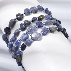 Tanzanite Natural Tanzanite Beaded Stretch Bracelets, Inner Diameter: 2.17 inch(5.5cm), Bead: 4.5~13x4~8.5x3~6mm