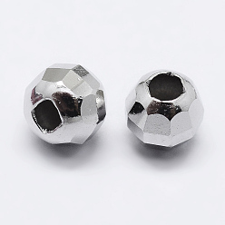 Платина Родиевое покрытие 925 проставка из бусинок из стерлингового серебра, граненые, круглые, платина, 2.5x2 мм, отверстие : 1 мм