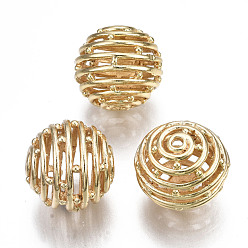 Настоящее золото 18K Латунные бусины, без никеля , полый, соты, реальный 18 k позолоченный, 16.5x18x17 мм, отверстие : 2 мм