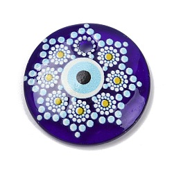 Индиго Подвески лэмпворк ручной работы, плоские круглые с сглаза, индиговые, 30x5.5 мм, отверстие : 3.5 мм