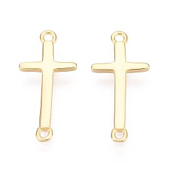 Золотой 925 подвески из стерлингового серебра, религиозные перекрестные ссылки, золотые, 18.5x8.5x1 мм, отверстие : 1~1.2 мм