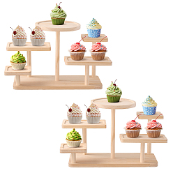 Navajo White 2 Bags 5 Layer Wood Dessert Riser Stands, Rectangle Round Square Tiered Holder for Pot Culture, for Home Decoration, Navajo White, 32x18.5x21cm