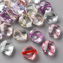 Mixed Color Transparent Acrylic Beads, Rhombus, Mixed Color, 13x13x3mm, Hole: 1.6mm, Side Length: 12x12mm, about 830pcs/500g