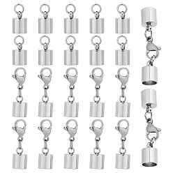 Нержавеющая Сталь Цвет 20 шт. 2 застежки-когти из нержавеющей стали в стиле омара, с перемычками и двойными 304 концами шнура из нержавеющей стали, цвет нержавеющей стали, 12~22 мм, 10 шт / стиль