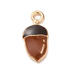 Acorn Подвески из эмали и сплава, золотой свет, фрукты, желудь, 17x8x3 мм, отверстие : 1.8 мм