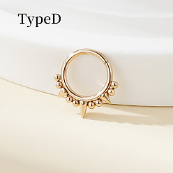 Розовое Золото 316 хирургические кольца для носа из нержавеющей стали с шипами, конус, розовое золото , 10 мм, штифты : 1.2 мм