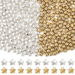 Золотой & Серебряный 500 шт 2 цвета пластиковые бусины ccb, звезда, золотой и серебряный, 6x6.5x3.5 мм, отверстие : 1.2 мм, 250 шт / цвет