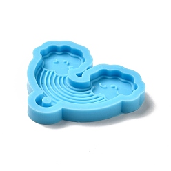 Deep Sky Blue Cloud with Rainbow DIY Pendant Silicone Molds, Resin Casting Molds, For UV Resin, Epoxy Resin Jewelry Making, Deep Sky Blue, 52x62x7mm, Hole: 4mm