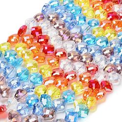 Разноцветный Гальванические стеклянные бусины, клевер, граненые, красочный, 8.5x8.5x5 мм, отверстие : 1.2 мм, около 48~50 шт / нитка, 40~41.5 см