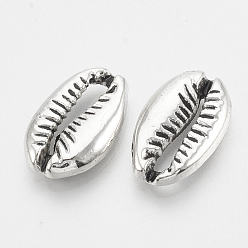 Antique Silver Tibetan Style Alloy Links connectors/Pendants, Cadmium Free & Lead Free,, Shell Shape, Antique Silver, 19x12x4mm, about 510pcs/1000g