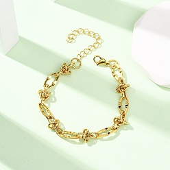 Золотой 304 Браслеты из нержавеющей стали с цепочками в виде узлов, браслеты с цепочками для женщин, золотые, 6.89 дюйм (17.5 см)