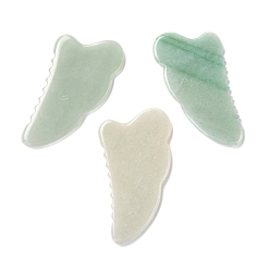 Зеленый Авантюрин Натуральный зеленый авантюрин гуаша камень, инструмент для массажа со скребком гуа ша, для спа расслабляющий медитационный массаж, неокрашенными, формы пилы, 105~110x55~60x6.5~7 мм