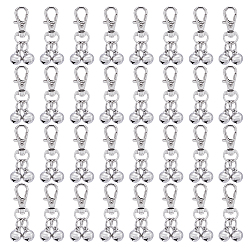 Нержавеющая Сталь Цвет 32шт 304 украшения в виде колокольчиков из нержавеющей стали, с сплава шарнирного когтя омара застежками, поворотный карабин-лобстер, цвет нержавеющей стали, 47 мм, Белл: 13x10 мм